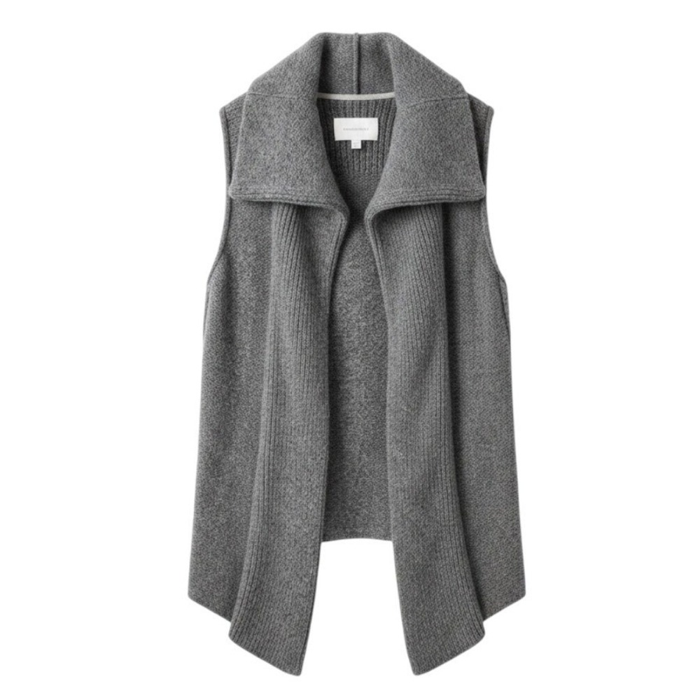 Brochu Walker Sweater Vest Cardigan Alpaca Small Gray Longline Wool Scandi Luxe